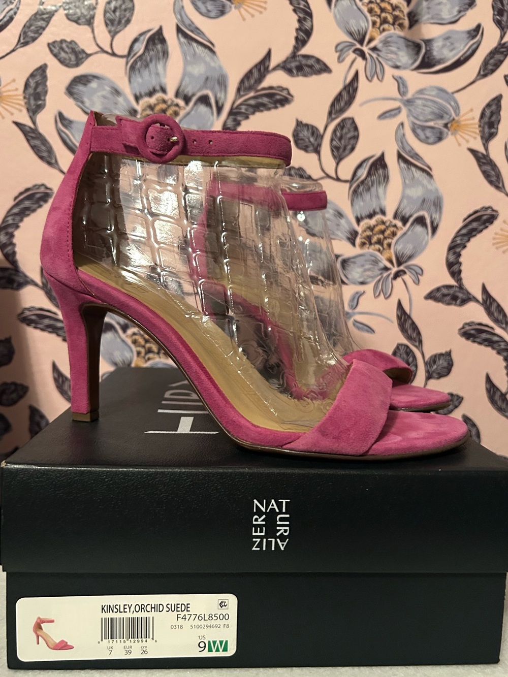 Naturalizer Kinsley orchid suede heels ankle strap 9W
